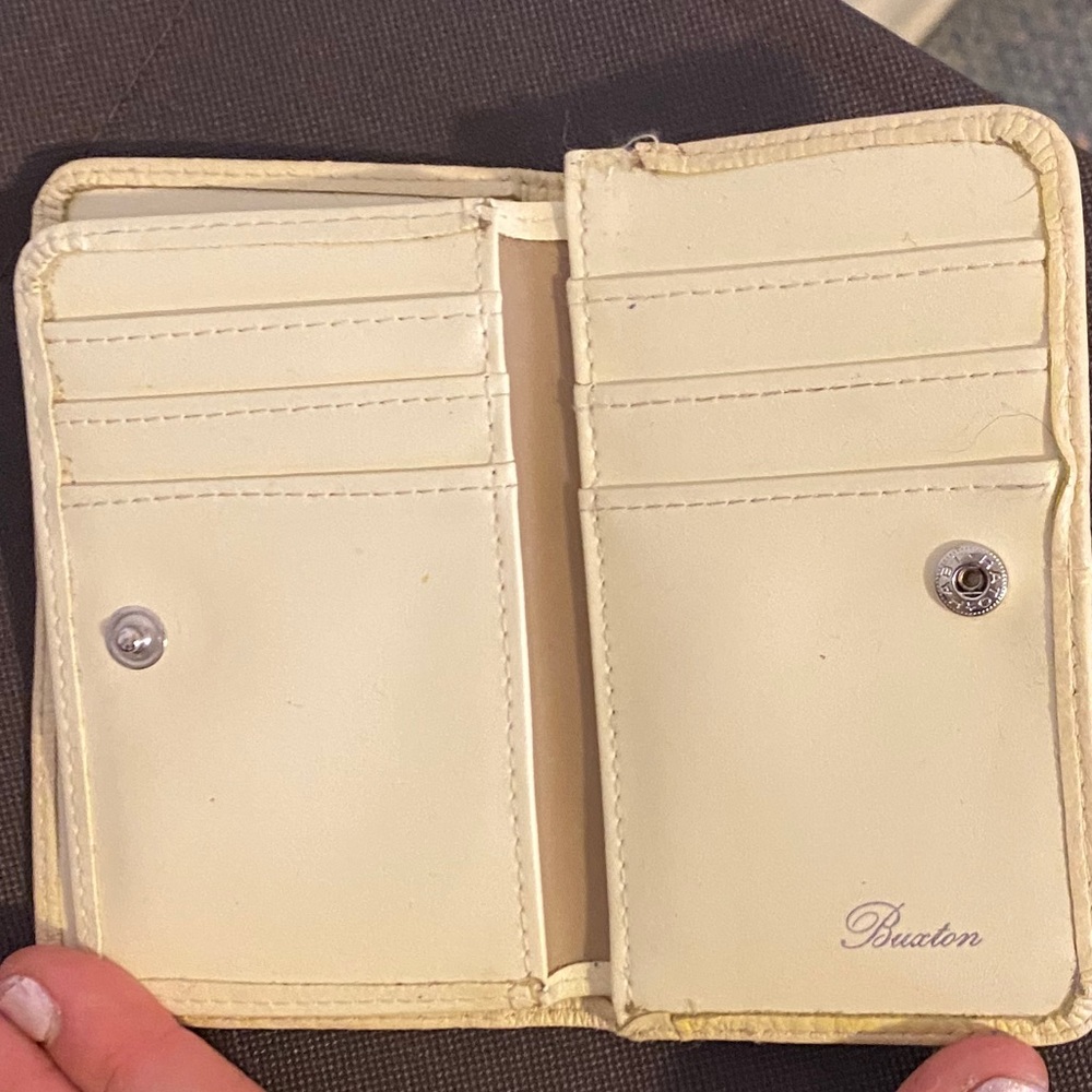 Buxton Small Leather Wallet Pale Yellow